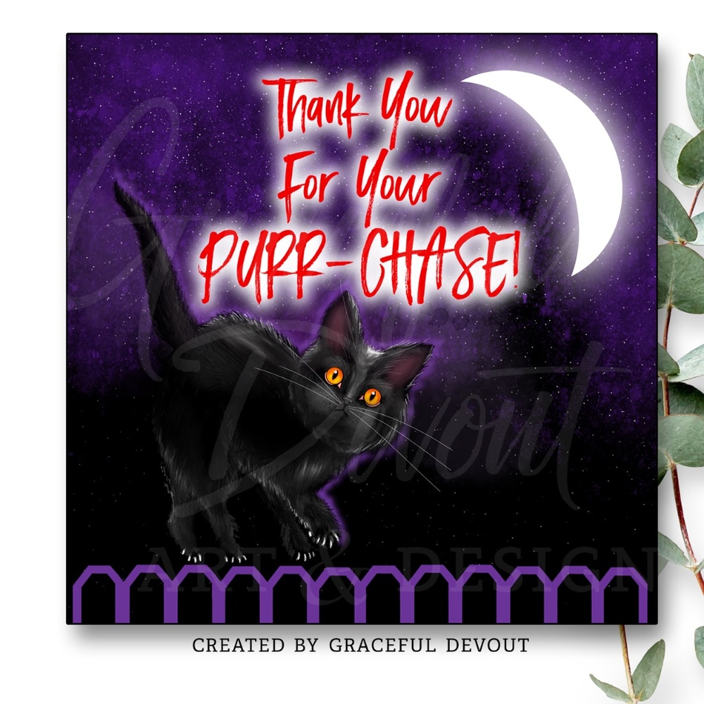 Thank You For Your Purr-chase! 2" 96ct Stickers